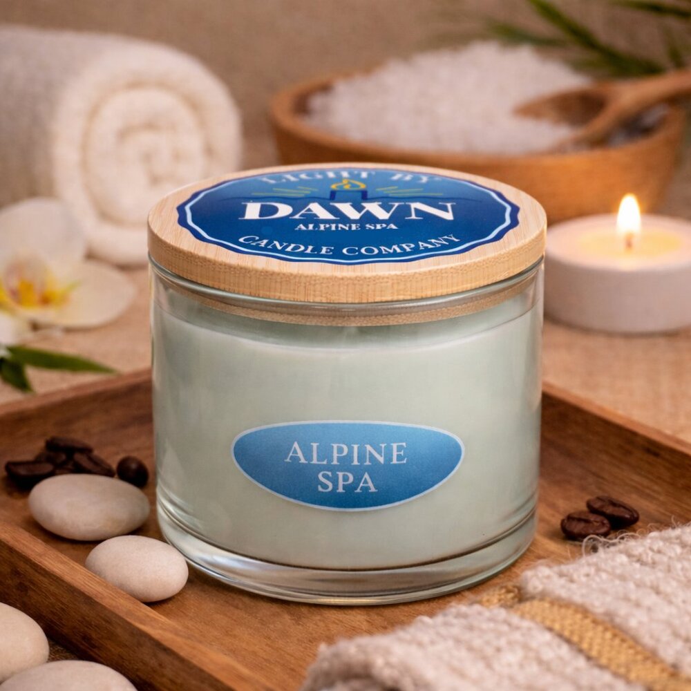 Alpine Spa Soy Candle – Fresh Mountain Scent – 4 oz Glass Jar – Hand Poured